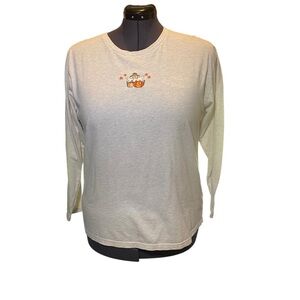 Vintage Mandal Bay Women's size XL cream/tan embroidered fall long sleeve tee